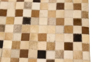 Multicolored Cowhide 4X6 Modern Leather Rug