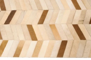 Brown Ivory Cowhide 5X8 Modern Leather Rug