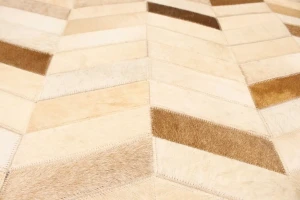 Brown Ivory Cowhide 5X8 Modern Leather Rug