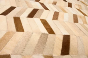 Brown Ivory Cowhide 5X8 Modern Leather Rug