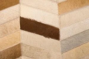 Brown Ivory Cowhide 5X8 Modern Leather Rug