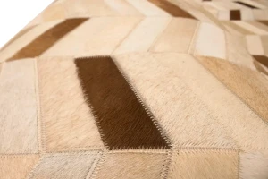 Brown Ivory Cowhide 5X8 Modern Leather Rug