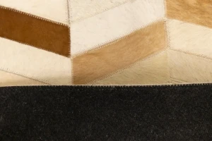 Brown Ivory Cowhide 5X8 Modern Leather Rug