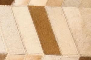 Brown Ivory Cowhide 5X8 Modern Leather Rug