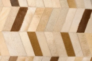 Brown Ivory Cowhide 5X8 Modern Leather Rug