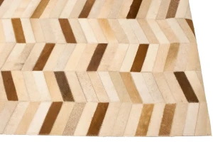 Brown Ivory Cowhide 5X8 Modern Leather Rug