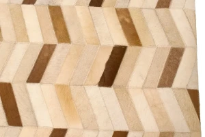 Brown Ivory Cowhide 5X8 Modern Leather Rug