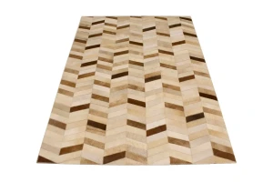 Brown Ivory Cowhide 4X6 Modern Leather Rug