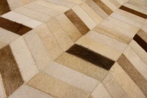 Brown Ivory Cowhide 4X6 Modern Leather Rug