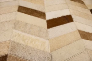 Brown Ivory Cowhide 4X6 Modern Leather Rug