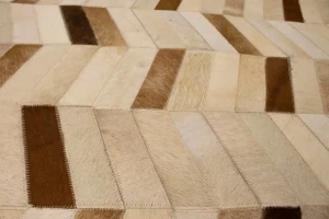 Brown Ivory Cowhide 4X6 Modern Leather Rug