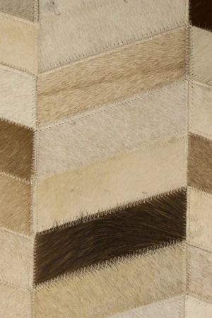 Brown Ivory Cowhide 4X6 Modern Leather Rug