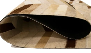 Brown Ivory Cowhide 4X6 Modern Leather Rug