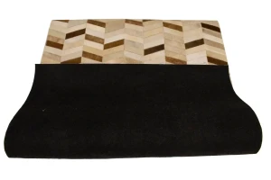 Brown Ivory Cowhide 4X6 Modern Leather Rug