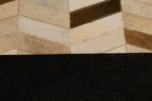 Brown Ivory Cowhide 4X6 Modern Leather Rug