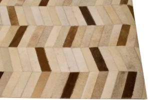 Brown Ivory Cowhide 4X6 Modern Leather Rug