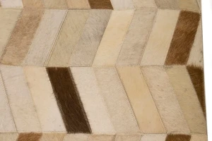Brown Ivory Cowhide 4X6 Modern Leather Rug