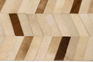 Brown Ivory Cowhide 4X6 Modern Leather Rug