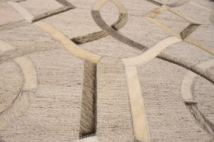 Silver Gray Cowhide 8X10 Modern Leather Rug