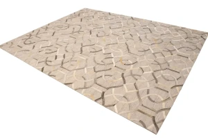 Silver Gray Cowhide 8X10 Modern Leather Rug