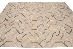 Silver Gray Cowhide 8X10 Modern Leather Rug