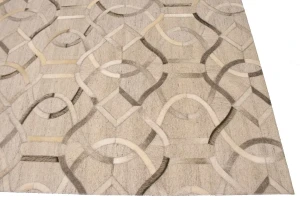Silver Gray Cowhide 8X10 Modern Leather Rug