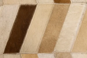 Brown Ivory Cowhide 8X10 Modern Leather Rug