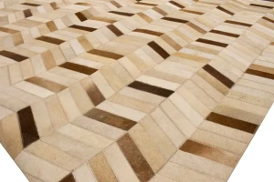 Brown Ivory Cowhide 8X10 Modern Leather Rug