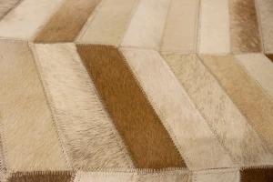 Brown Ivory Cowhide 8X10 Modern Leather Rug