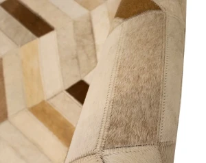 Brown Ivory Cowhide 8X10 Modern Leather Rug