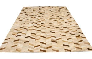 Brown Ivory Cowhide 8X10 Modern Leather Rug
