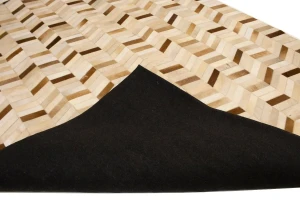 Brown Ivory Cowhide 8X10 Modern Leather Rug