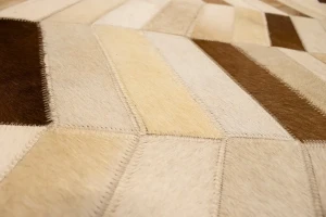 Brown Ivory Cowhide 8X10 Modern Leather Rug