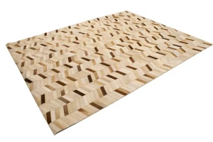 Brown Ivory Cowhide 8X10 Modern Leather Rug
