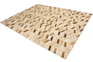 Brown Ivory Cowhide 8X10 Modern Leather Rug
