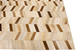 Brown Ivory Cowhide 8X10 Modern Leather Rug
