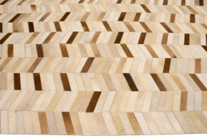 Brown Ivory Cowhide 8X10 Modern Leather Rug