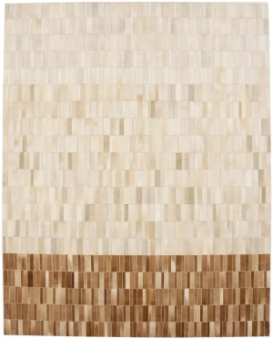 Beige Brown Cowhide 8X10 Modern Leather Rug
