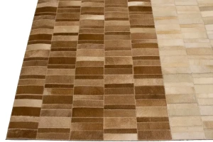 Beige Brown Cowhide 8X10 Modern Leather Rug