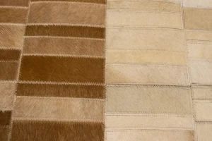 Beige Brown Cowhide 8X10 Modern Leather Rug