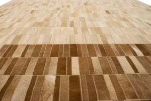 Beige Brown Cowhide 8X10 Modern Leather Rug