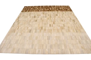 Beige Brown Cowhide 8X10 Modern Leather Rug