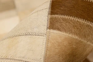 Beige Brown Cowhide 8X10 Modern Leather Rug