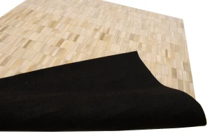 Beige Brown Cowhide 8X10 Modern Leather Rug