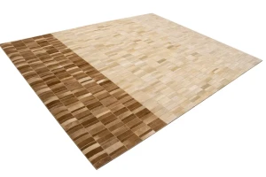Beige Brown Cowhide 8X10 Modern Leather Rug