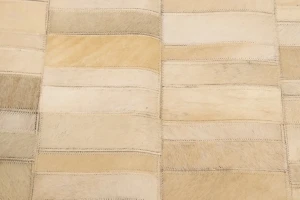 Beige Brown Cowhide 8X10 Modern Leather Rug