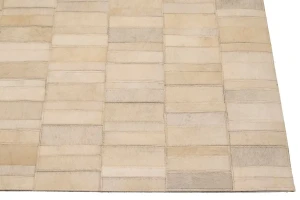 Beige Brown Cowhide 8X10 Modern Leather Rug