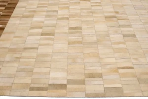Beige Brown Cowhide 8X10 Modern Leather Rug
