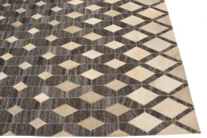 Gray Cowhide 8X10 Modern Leather Rug