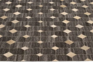 Gray Cowhide 8X10 Modern Leather Rug